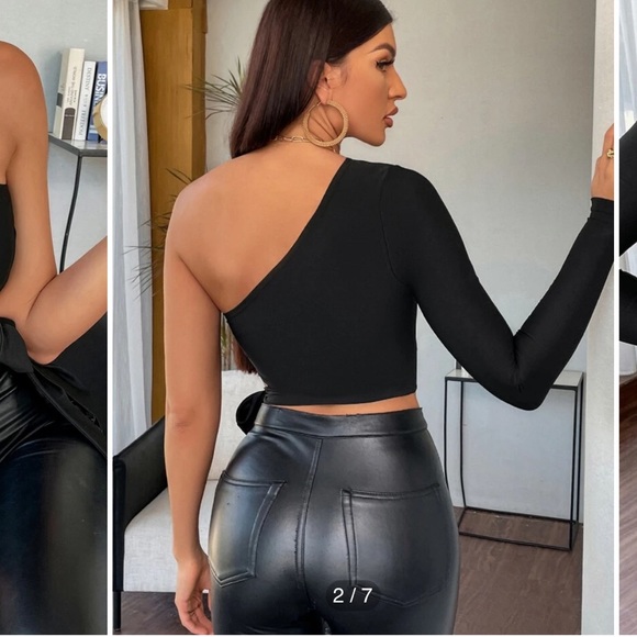 Better Be One Shoulder Tie Side Crop Top. Purple - Picture 8 of 9